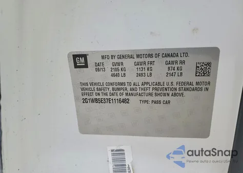 2014 Chevrolet Impala Limited Lt z USA, uszkodzony, nr VIN 2G1WB5E37E1116482